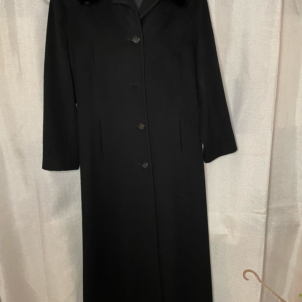 VTG Calvin Klein Made in USA, Runway 100% Merino wool fur collar Coat Size USA 6 - Picture 12 of 13